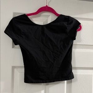 Edikted Black Short Sleeve Scoop Crop Top